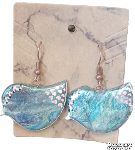 Hand Painted Bird Earrings